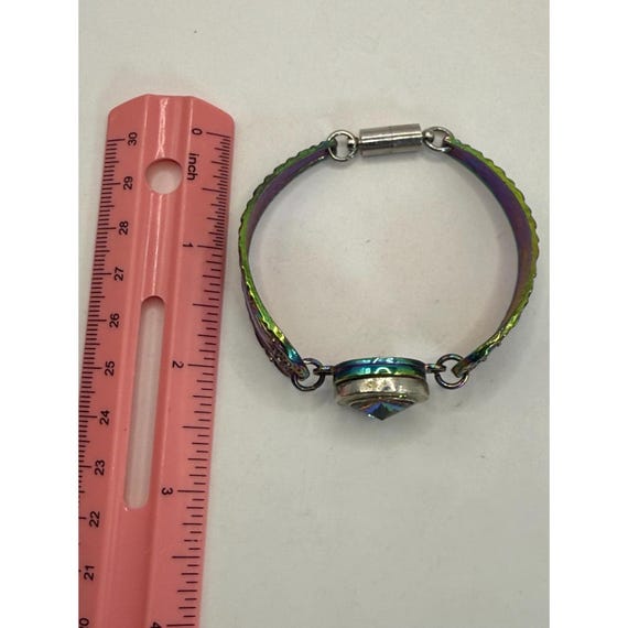 Iridescent Multicolor Statement Bracelet with Fac… - image 5