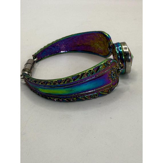 Iridescent Multicolor Statement Bracelet with Fac… - image 8