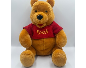 Disney Winnie the Pooh Plush Stuffed Animal 15 in Red Knit Sweater Classic Bear