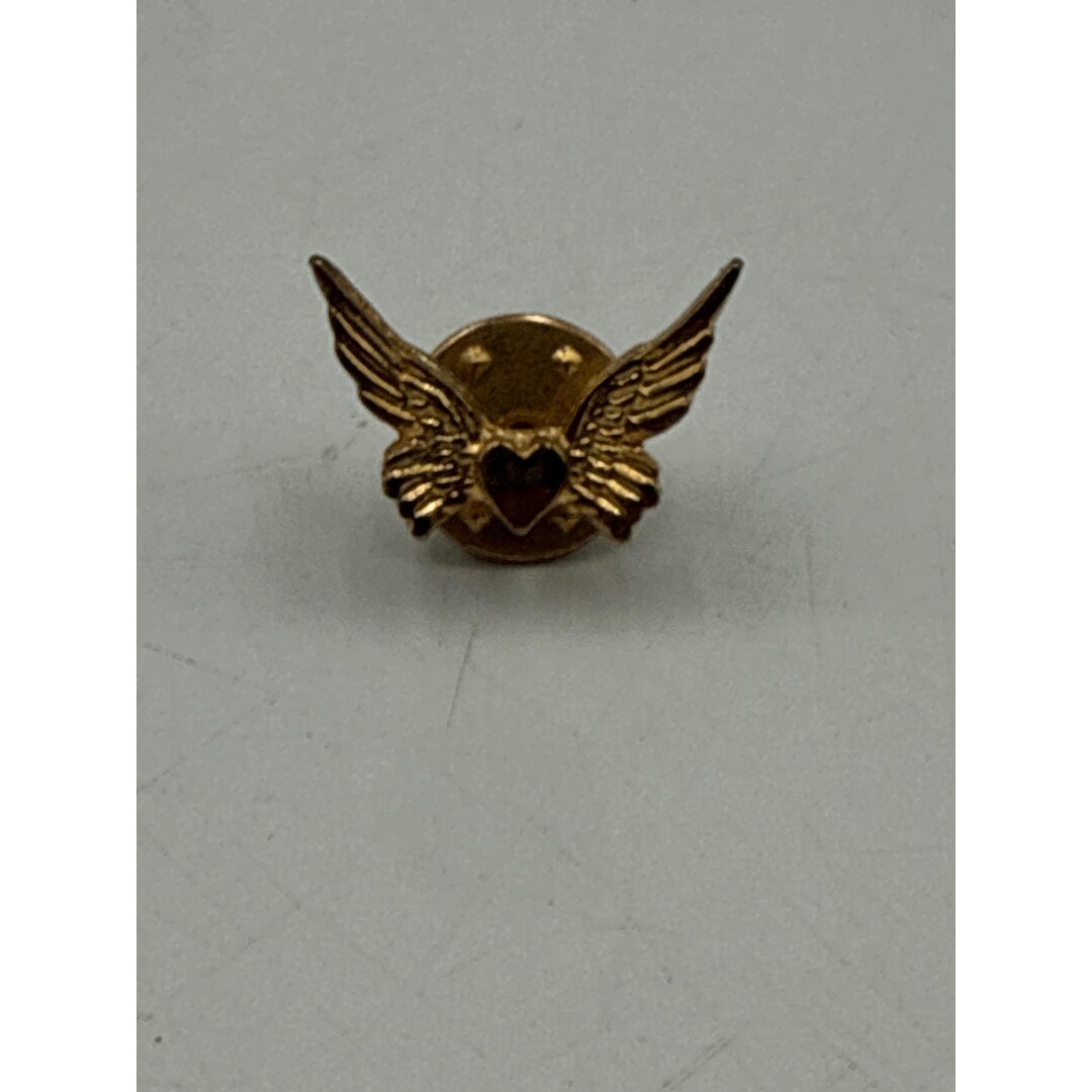 Vintage Gold Tone Winged Heart Lapel Pin Small Angel Wings Brooch Hat ...