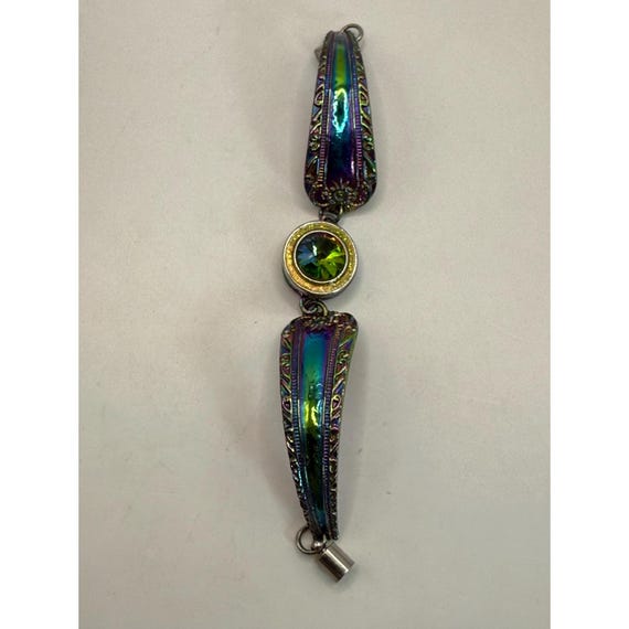 Iridescent Multicolor Statement Bracelet with Fac… - image 4