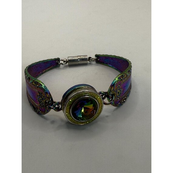Iridescent Multicolor Statement Bracelet with Fac… - image 9
