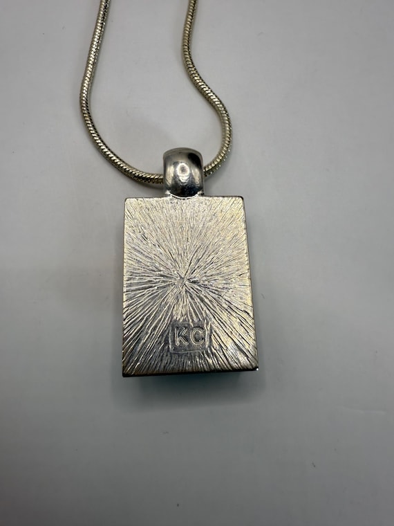 Kenneth Cole Silver Tone Rectangular Iridescent P… - image 5