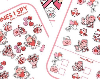 Valentine's Day I Spy Game – Preschool Activity Sheets (Digital Download)