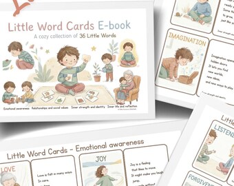 Kleine Wortkarten: 36 druckbare, achtsame Worte Wortkarten für Kinder| Emotionales Lernen (SEL) Werte