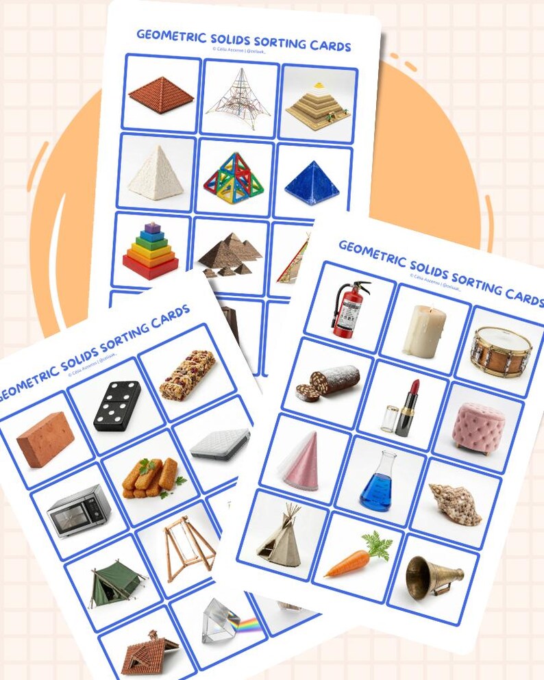 Geometric Solids 180 Sorting Cards Activity • Montessori 3D Solids ...