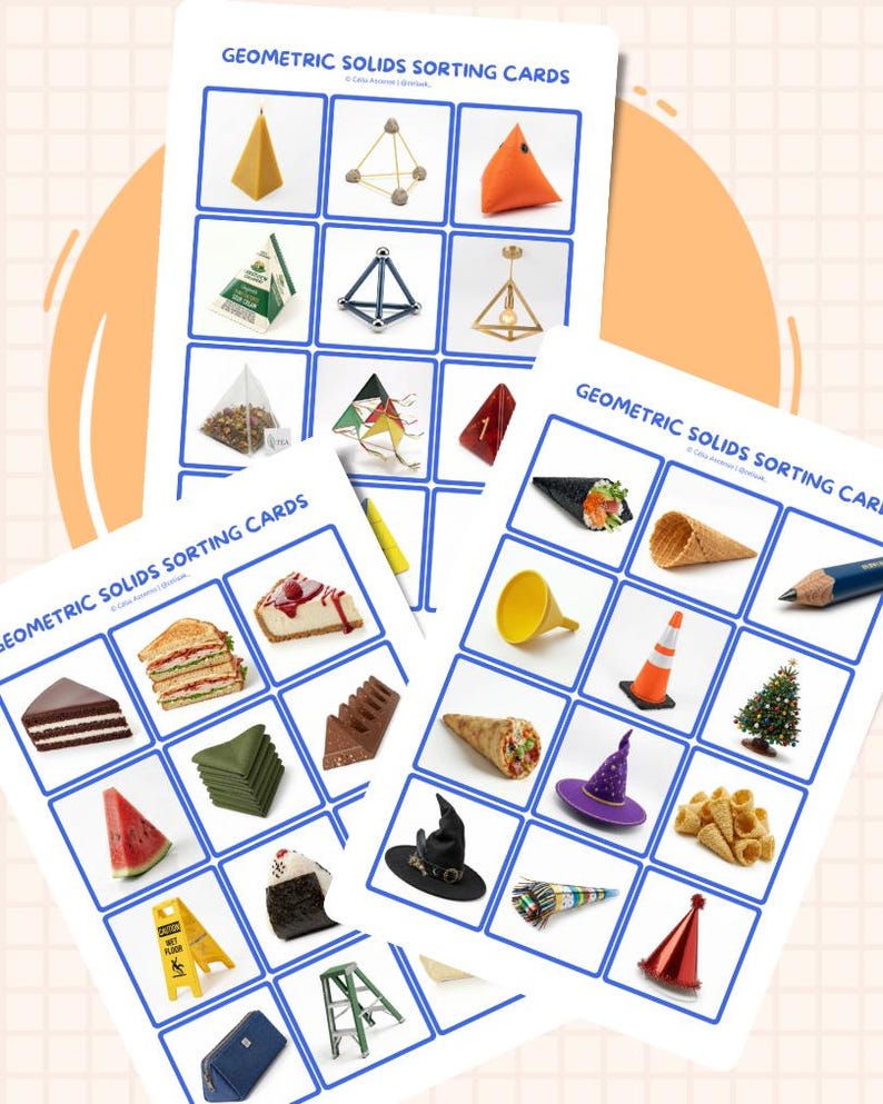 Geometric Solids 180 Sorting Cards Activity • Montessori 3D Solids ...