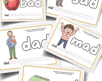 30 Übungsmatten für CVC-Lautschrift mit kurzem A | Multisensorische Laut-Buchstaben-Förderung und Aktivitäten | Arbeitsblätter zum Nachzeichnen