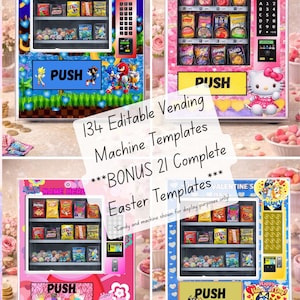 Editable Vending Machine Box Templates| Candy Box| 16x20 Printable DIY Candy Vending Machine| Canva Digital Download