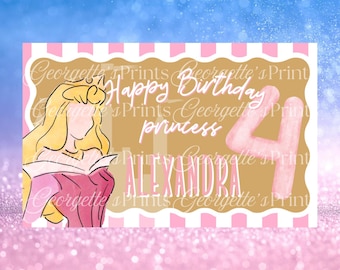 Plantilla de banner de cumpleaños inspirada en la princesa rosa