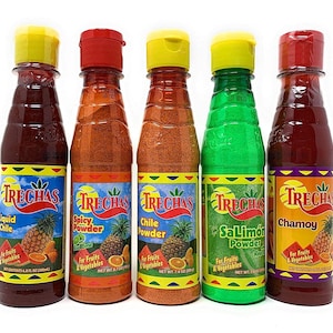 The 5 X trechas salimon chamoy chile liquid powder bundle 7.4oz