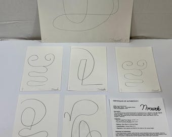 Lote de 6 dibujos abstractos originales de la serie Gallup-LA de Noah Marchiando + certificado de autenticidad.