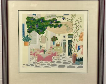 Serigrafía firmada "Lotus" de Thomas McKnight, Mykonos II Suite Deluxe 77/125, enmarcada.