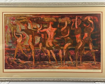 Phil Paradise Dawn Revel Signierte Serigraphie Edition 56 Mid Century Modern gerahmt