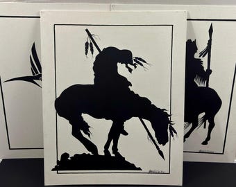 Anderson Yazzie Jr Navajo Original Painting Set Silhouette End of the Trail