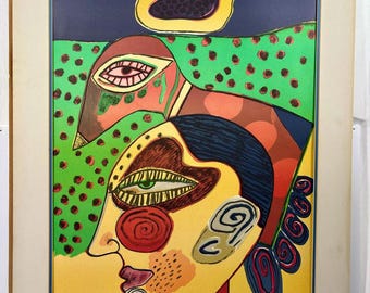 Lithographie Corneille – Tête de femme et oiseau pensif, Art CoBrA (épreuve d'artiste 15/30)