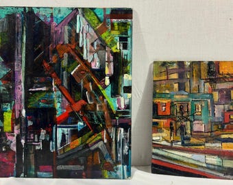 Abstract schilderij van Aaron Benally Navajo, gesigneerd origineel Gallup-vlooienmarkt 2025