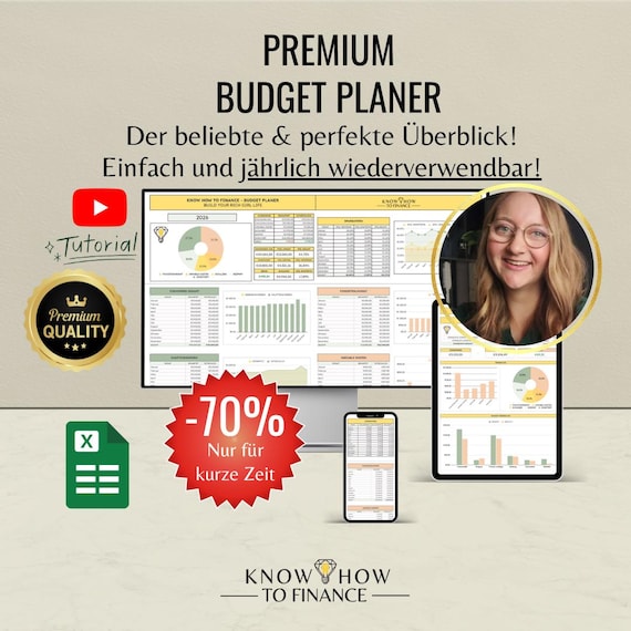 Premium Budget Planer 2026 Deutsch in Euro | Beliebt + jährlich wiederverwendbar! Digitales Haushaltsbuch Budgeting