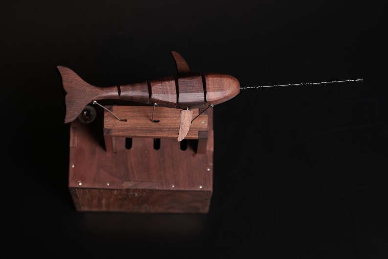 Automaton Whale Swimming Wooden Narwhal Hand-carved Kinetic Sculpture | Wooden Whale ...