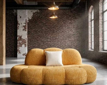 Modern böjd spännesoffa minimalistisk molnsoffa mjukt klädd loveseat modern vardagsrumsmöbler mysig heminredning present