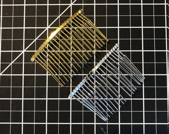 Silver or Gold Metal Haircomb: 20 Tooth Veil Comb (3" x 1 3/4")