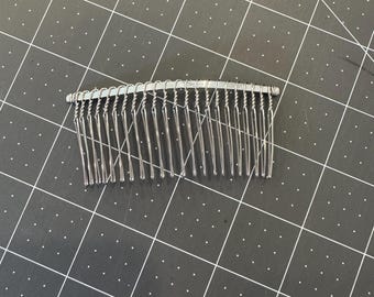 Silver Plated Metal Hair Comb: 22 Tooth Veil Comb (3" x 1 1/2")