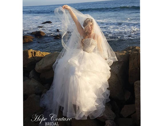 Horsehair Veil Wedding 2 Tiers Fingertip Length Blusher Veil 2/" Chic Trims Cute