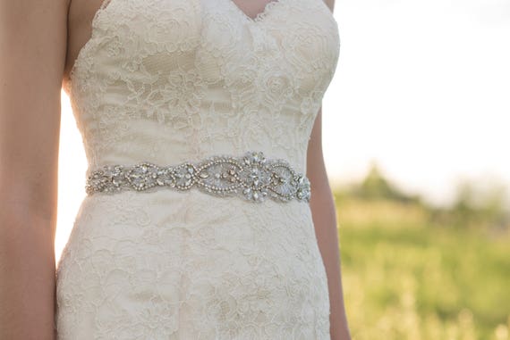 Vale Sash Swarovski Crystal Rhinestone Pearl Bridal Dress Sash Etsy