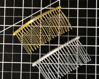 Silver or Gold Metal Haircomb: 20 Tooth Veil Comb (3" x 1 1/2")