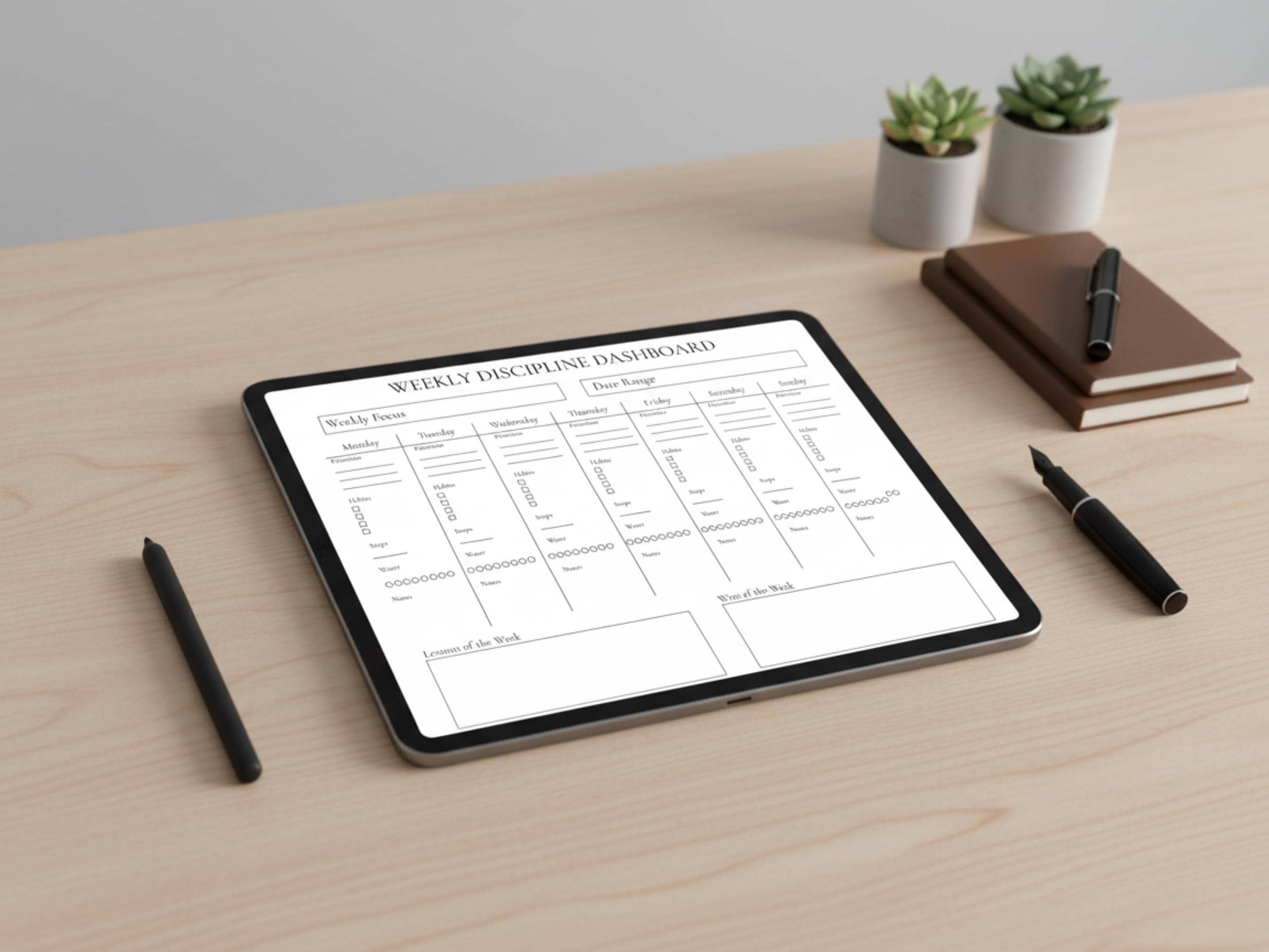Discipline Planner Weekly Discipline Dashboard Printable • Minimal Weekly Planner ...