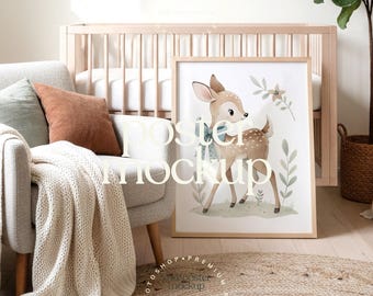 1-Frame Nursery Wall Art Mockup | Kids Room Decor | Editable PSD