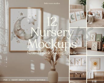 Best Selling Nursery Mockup Bundle (12 Pack) | High-Converting Etsy Mockups | Neutral Baby Room PSD | Save 60%