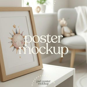 Nursery Frame Mockup PSD | A4 A3 Poster Mockup for Kids Room & Playroom