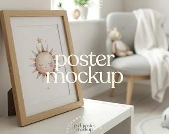 Nursery Frame Mockup PSD | A4 A3 Poster Mockup for Kids Room & Playroom