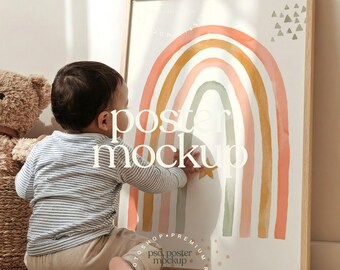 Customer Favourite Nursery Mockup with Child | Lifestyle Baby Room Mockup PSD | Kids Room Wall Art Mockup