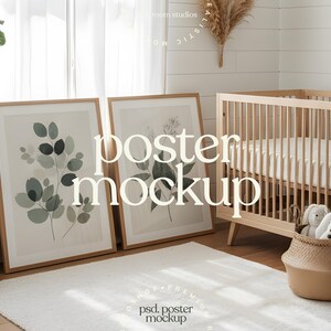 Neutral Nursery 2 Frames Mockup | Kids Room Wall Art Mockup | Editable PSD with Smart Object | LittleRoomStudios