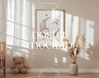 Neutral Nursery Floor Mockup – 1 Frame | Editable PSD Smart Object | Kids Room Wall Art | LittleRoomStudios