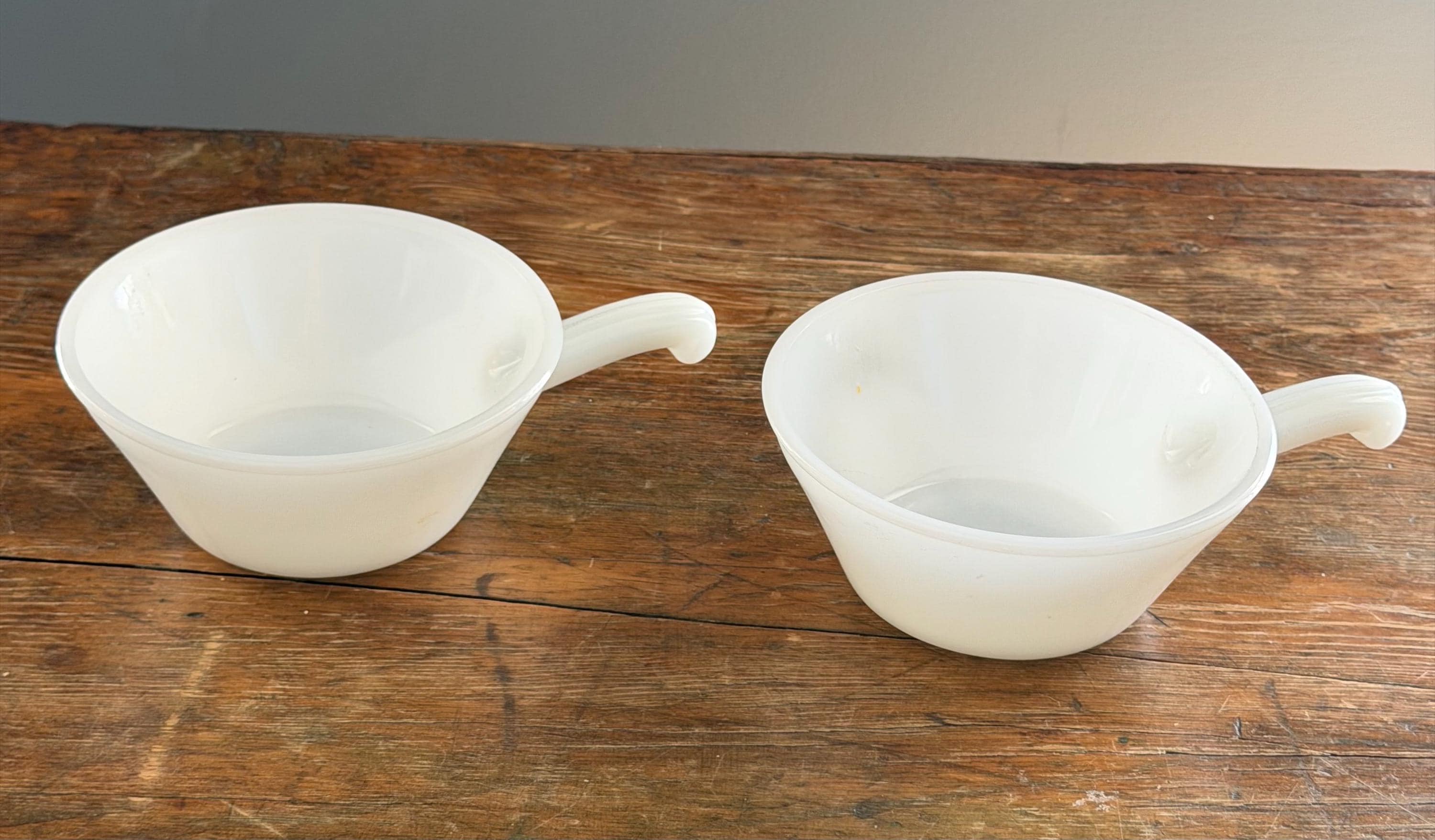 Anchor Hocking Fire King Milk Glass Bowls With Handle - Etsy