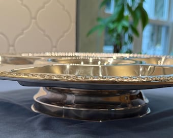 Vintage Leonard Silverplate Large Lazy Susan Tray Platter, Swirl