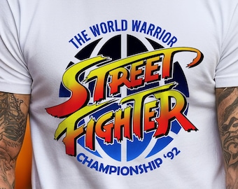 Koszulka retro z motywem sztuk walki – koszulka turniejowa w stylu arcade z lat 90. | Koszulka z grafiką vintage Fighter