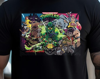 Koszulka z grafiką z lat 90. z Żółwiami Ninja | Koszulka unisex z kreskówkową grafiką retro