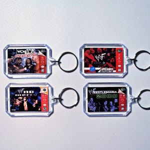N64 Wrestling Game Keychains | WWF, WCW Retro Gaming Accessories