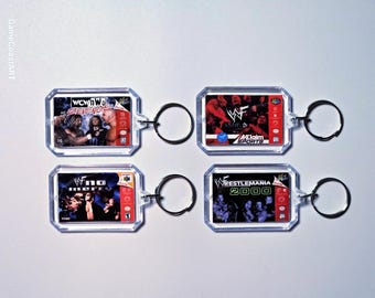 N64 Wrestling Game Keychains | WWF, WCW Retro Gaming Accessories