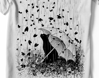 Cat Shirt Tee Neko black Cat - Unisex sizes -  Hand Screenprinted