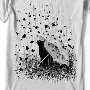 Cat Shirt Tee Neko black Cat - Unisex sizes -  Hand Screenprinted