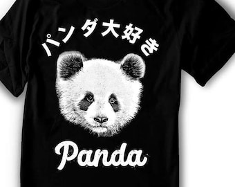 Panda TShirt, japanisches Shirt - Männer Größen - Handsiebdruck
