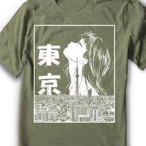 Tokyo shirt Anime Girl Tshirt Manga Japan Skytree - Men sizes -  Hand Screenprinted