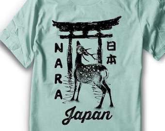 Nara T-Shirt Deer T-Shirt Japanese japan Tori Shinto - Men sizes -  Hand Screenprinted