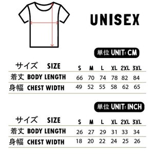 Puede incluir: Tabla de tallas de camiseta unisex en pulgadas y cent&iacute;metros. La tabla muestra las medidas de la longitud del cuerpo y el ancho del pecho en las tallas S, M, L, XL, 2XL y 3XL.