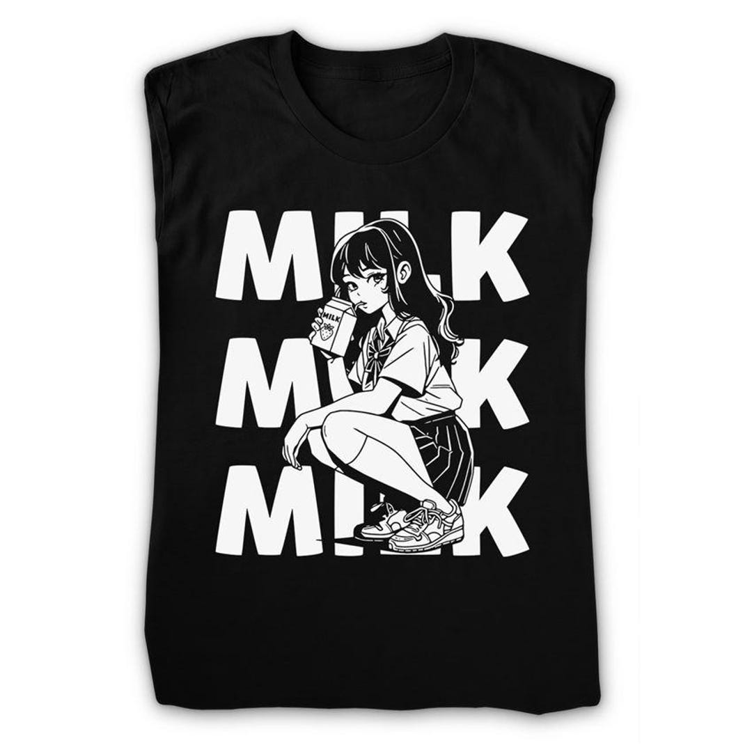 Milk Anime Girl T-shirt Japanese School Girl Shirt - Men - Sizes